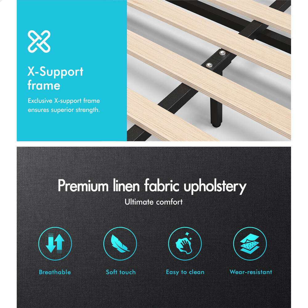 ALFORDSON Bed Frame Queen Size Gas Lift Storage Mattress Base Charcoal BARLOW