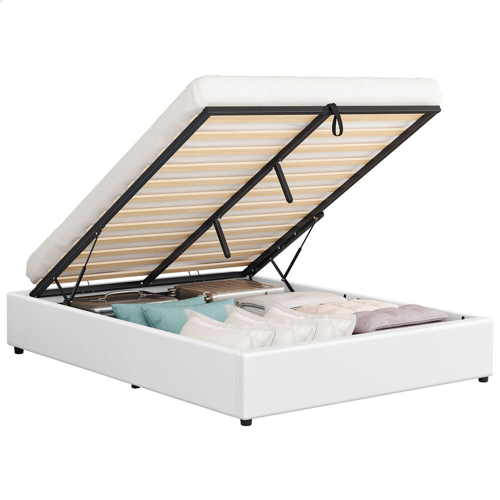 ALFORDSON Bed Frame Queen Size Gas Lift Storage Mattress Base White BARLOW