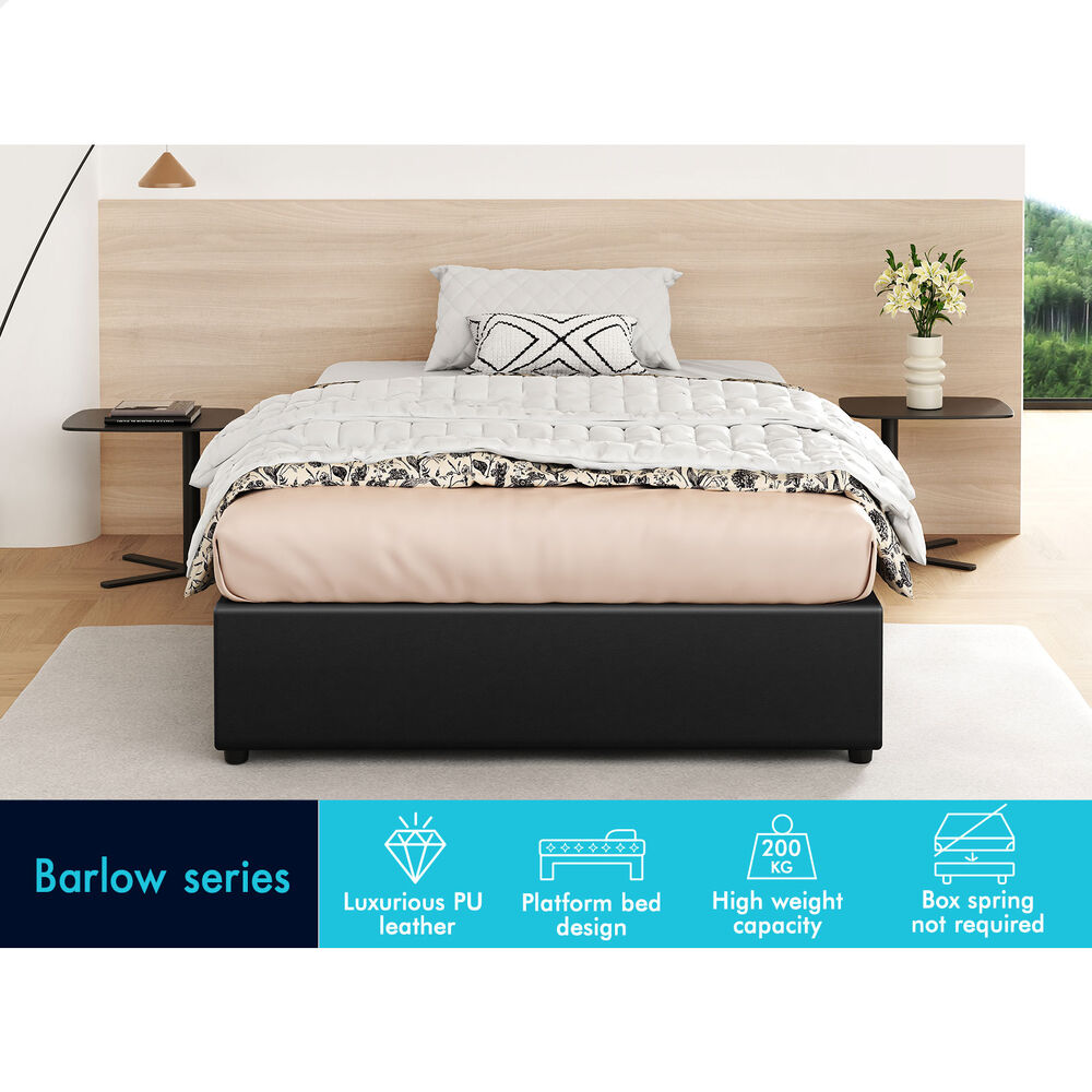 ALFORDSON Bed Frame Single Size Gas Lift Storage Mattress Base Black BARLOW