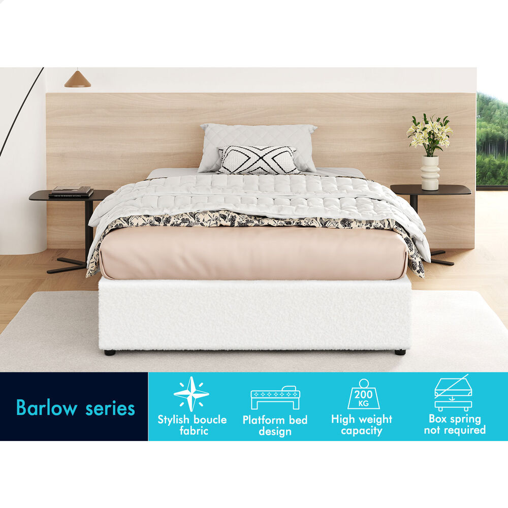 ALFORDSON Bed Frame Single Size Gas Lift Storage Mattress Base Boucle BARLOW