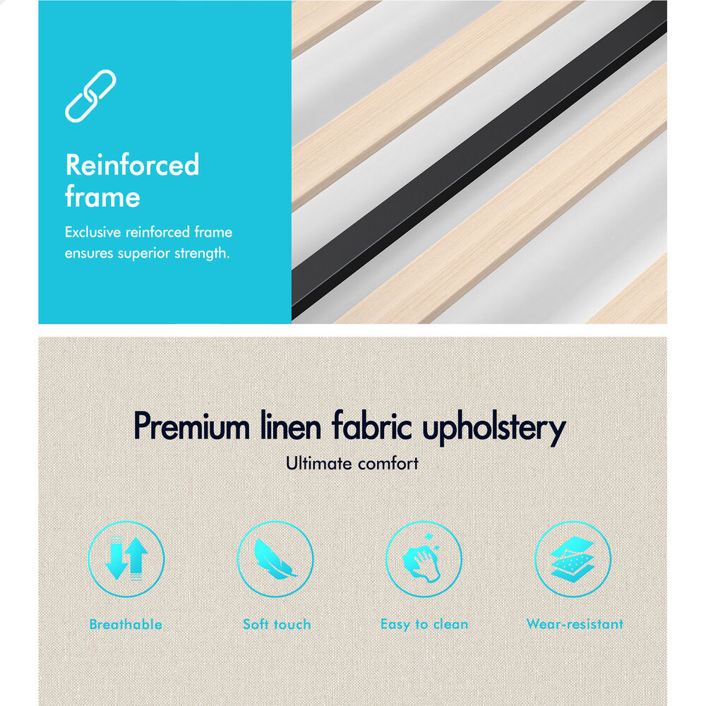 ALFORDSON Bed Frame Single Size Gas Lift Storage Mattress Base Beige BARLOW