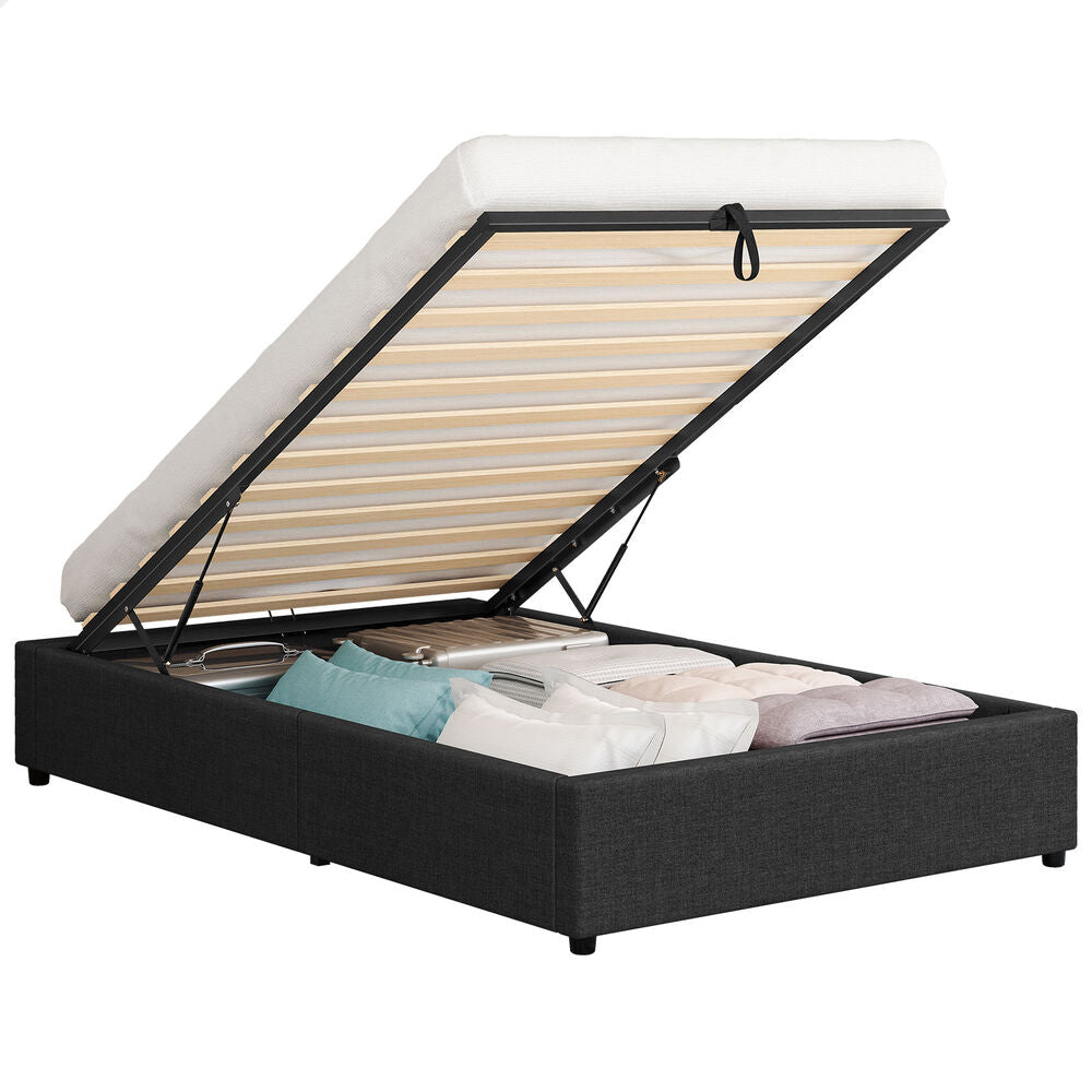 ALFORDSON Bed Frame Single Size Gas Lift Storage Mattress Base Charcoal BARLOW