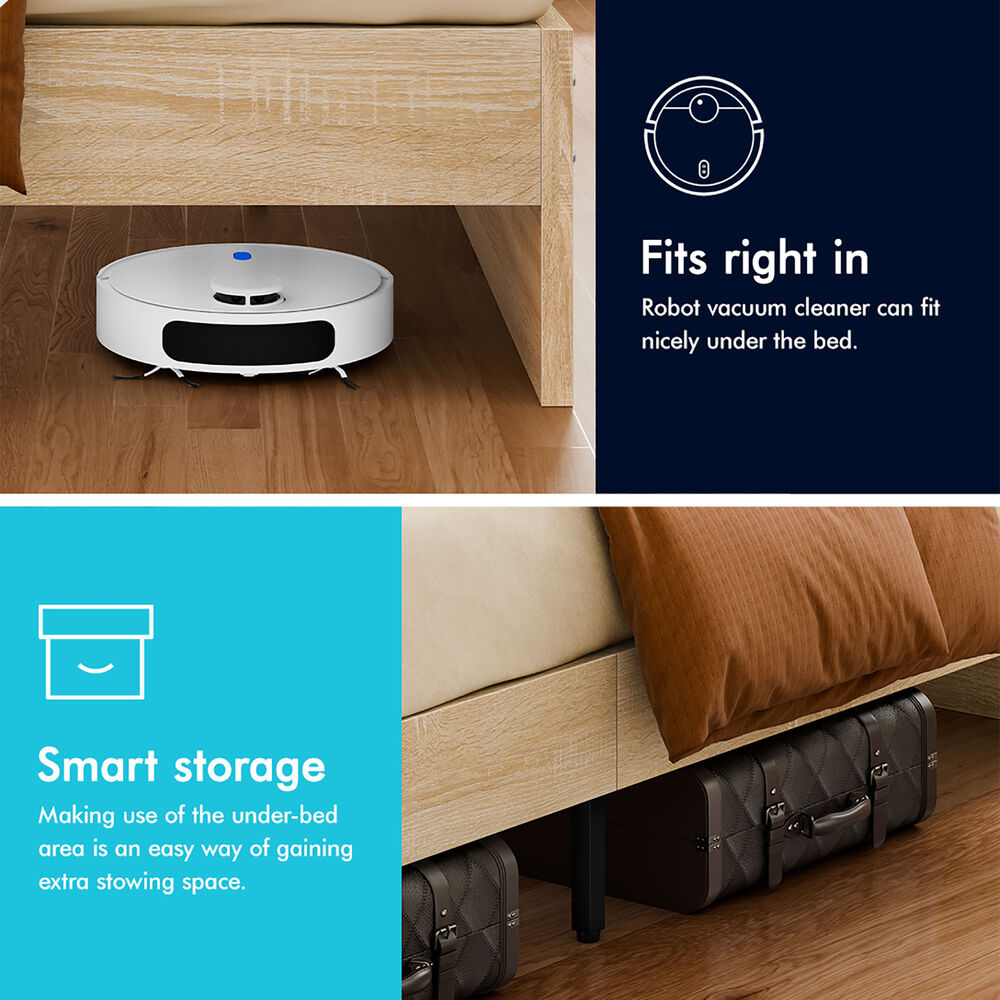 ALFORDSON Wooden Bed Frame King Single Base with Bookshelf Storage Headboard Oak