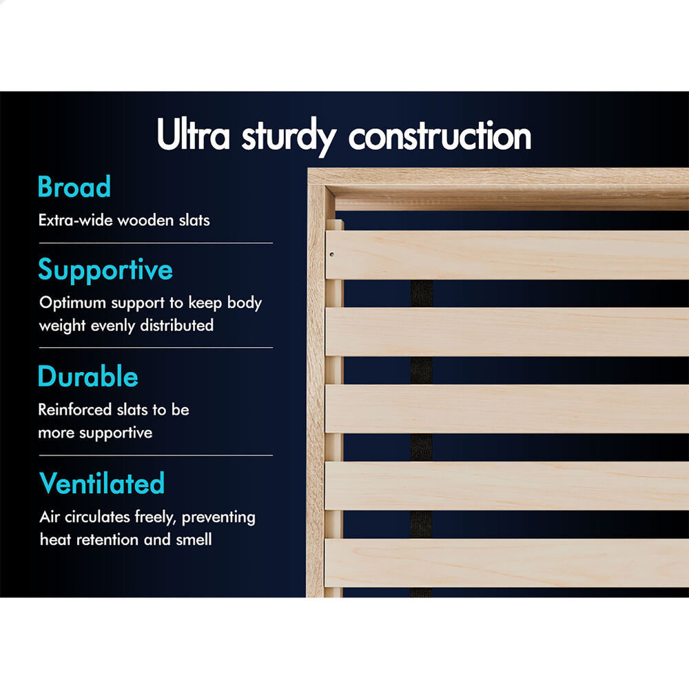 ALFORDSON Wooden Bed Frame Queen Size Base with Bookshelf Storage Headboard Oak