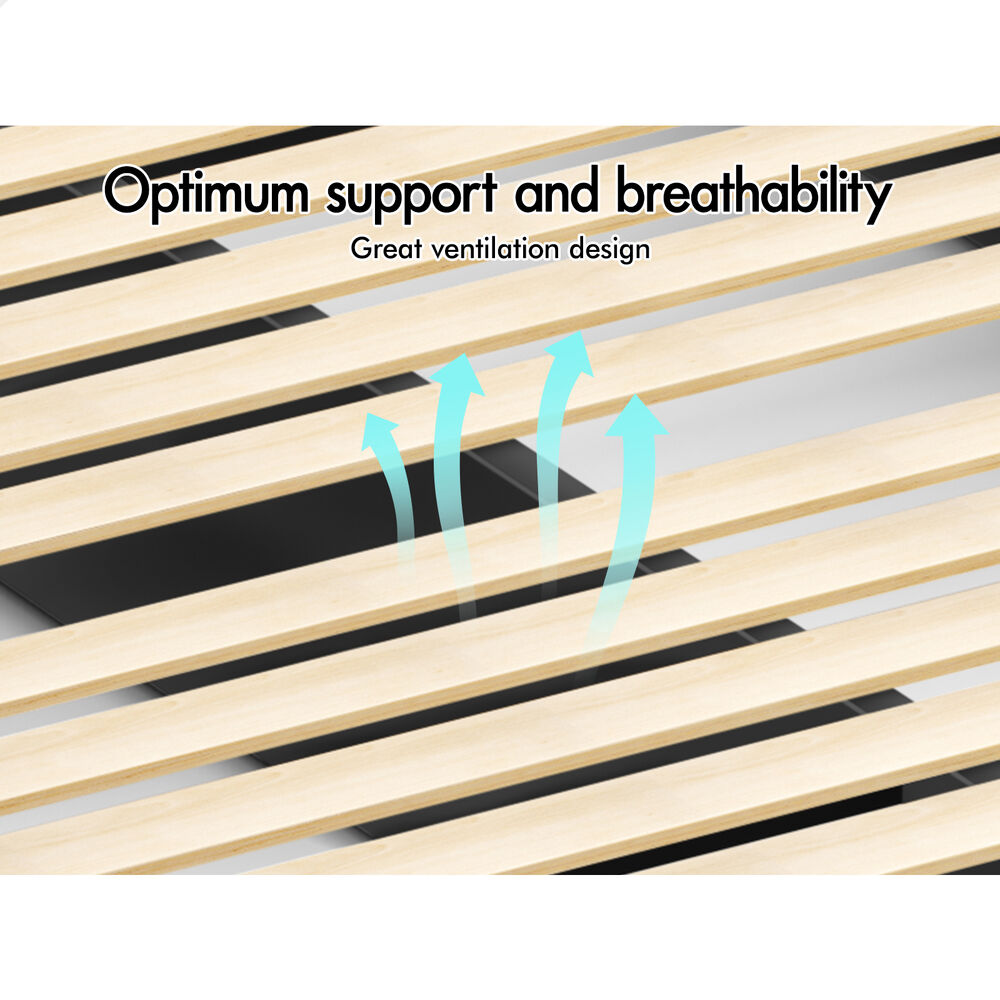 ALFORDSON Wooden Bed Frame Double Size Rattan Bed Base with Storage Drawer Black