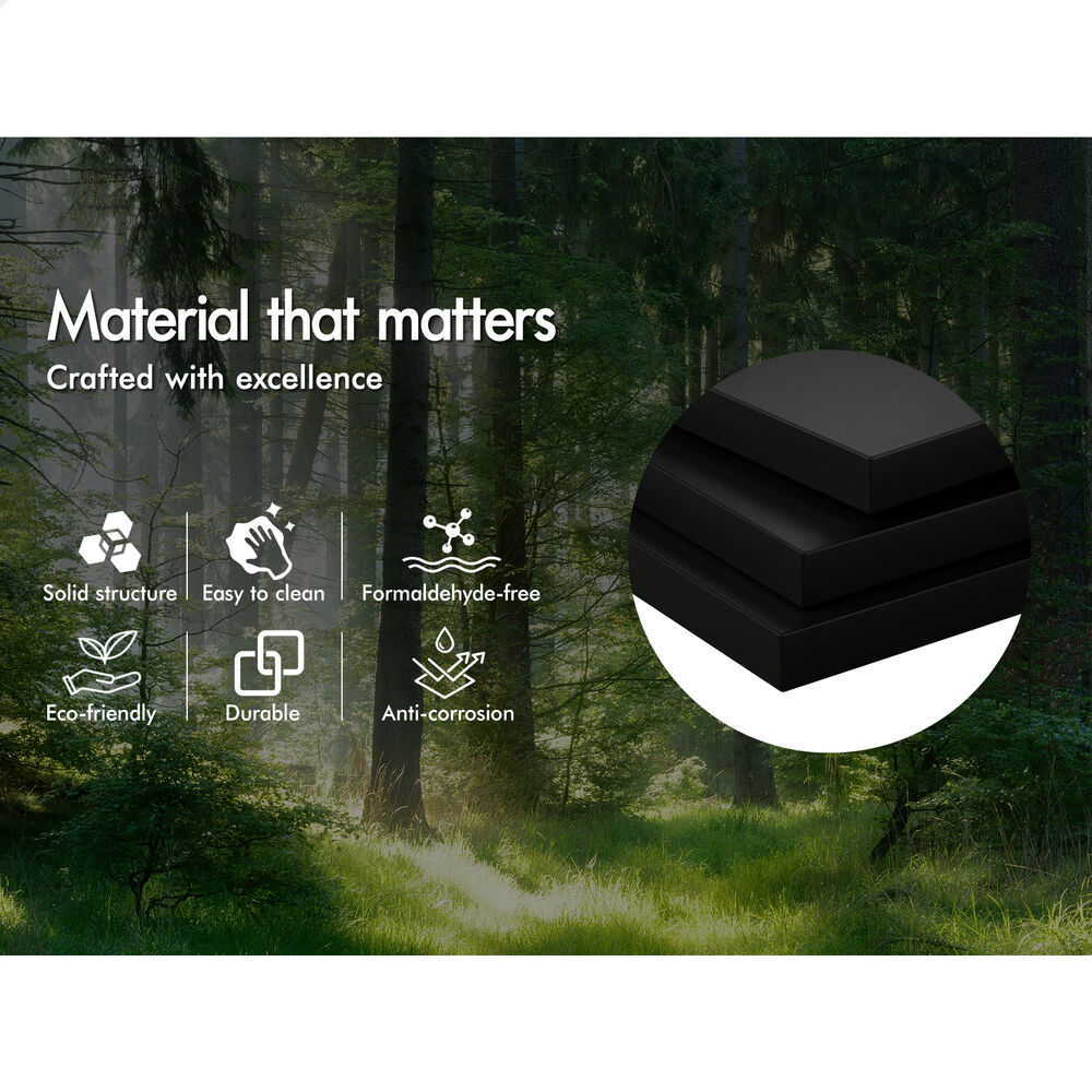 ALFORDSON Wooden Bed Frame King Size Rattan Bed Base with Storage Drawers Black