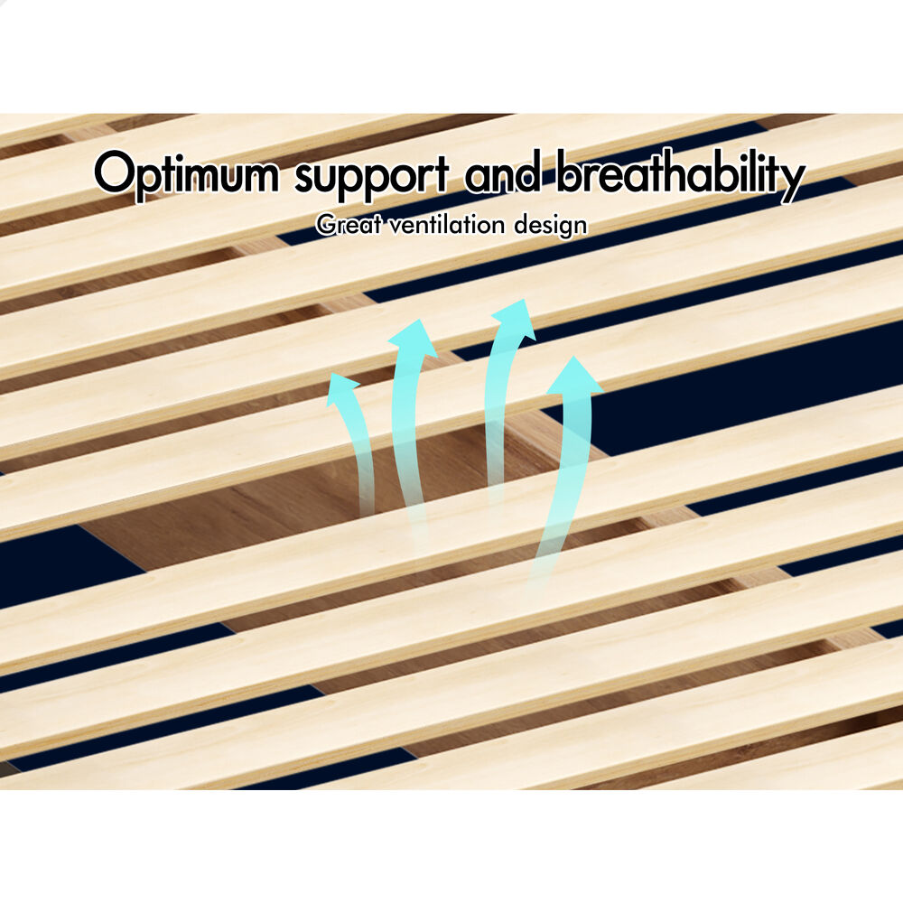 ALFORDSON Wooden Bed Frame Queen Size Rattan Bed Base with Storage Drawers Oak