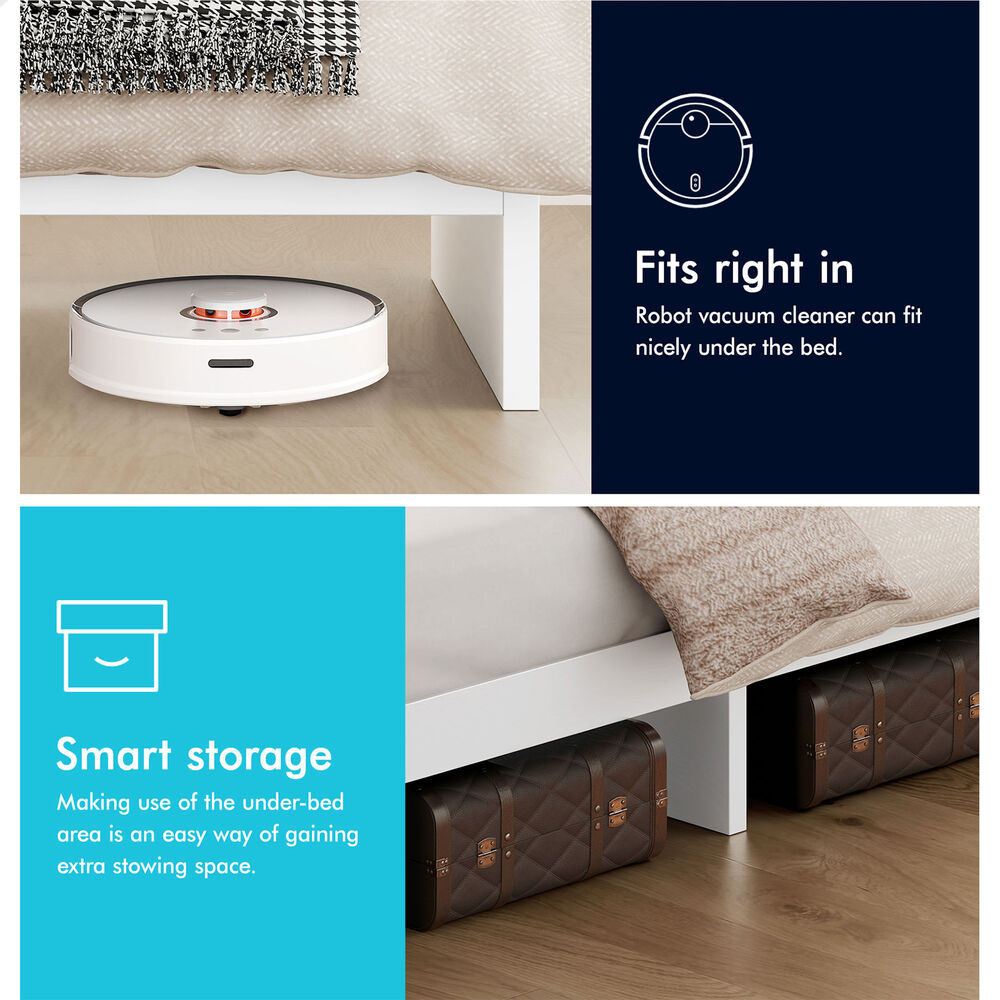 ALFORDSON Wooden Bed Frame Queen Size with Charging Station & 2 Drawers White