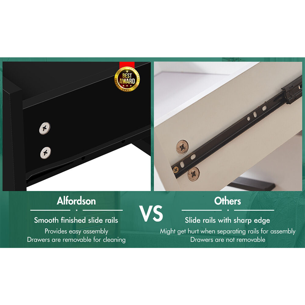 ALFORDSON 2x Bedside Table Nightstand Storage Cabinet Side End Drawers Black