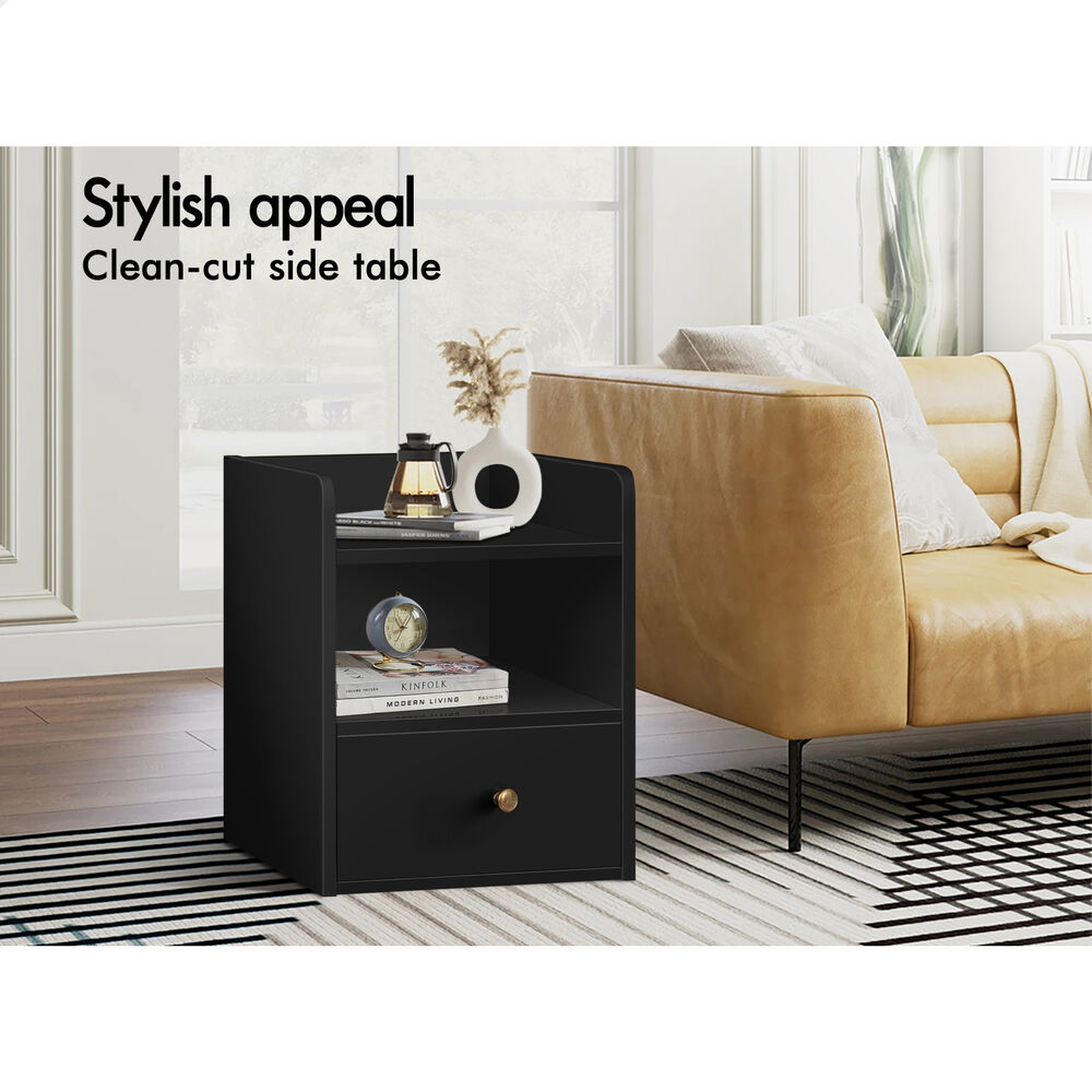ALFORDSON Bedside Table Nightstand Storage Cabinet Side End Drawers Black