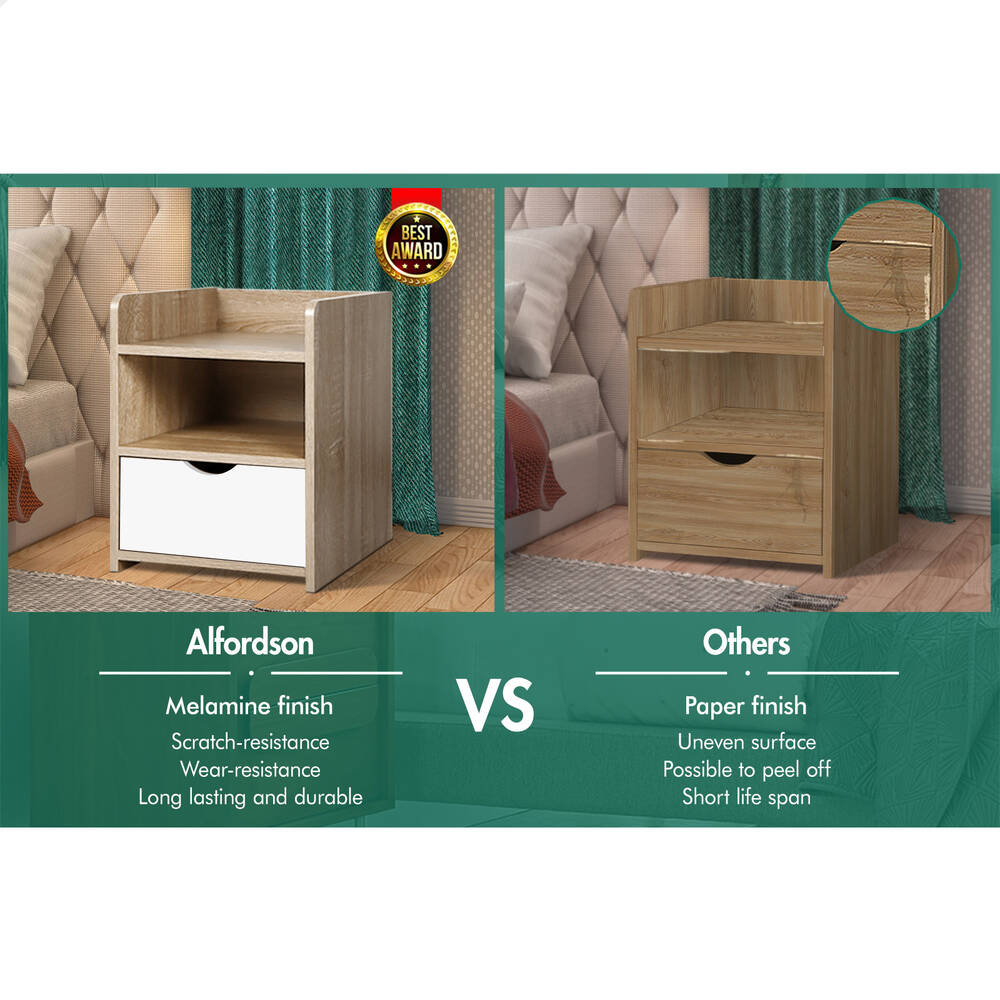 ALFORDSON Bedside Table Nightstand Storage 1 Drawer Oak