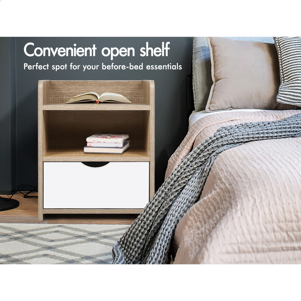 ALFORDSON Bedside Table Nightstand Storage 1 Drawer Oak
