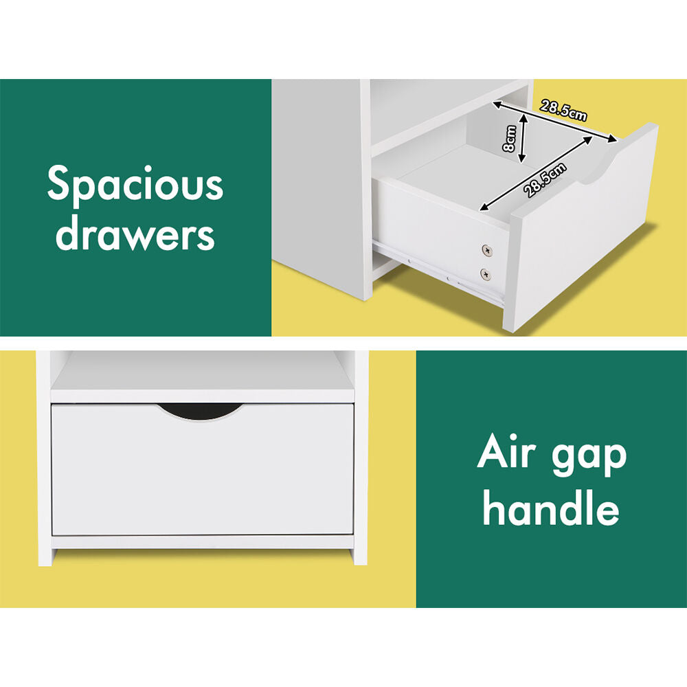 ALFORDSON 2x Bedside Table Nightstand Storage Cabinet Side End Drawers White