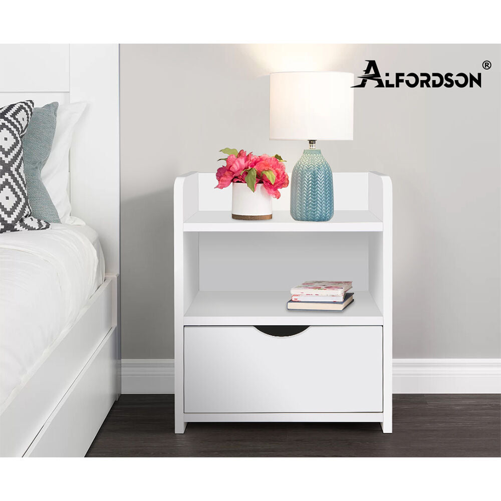 ALFORDSON 2x Bedside Table Nightstand Storage Cabinet Side End Drawers White