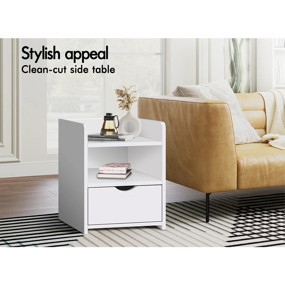 ALFORDSON 2x Bedside Table Nightstand Storage Cabinet Side End Drawers White