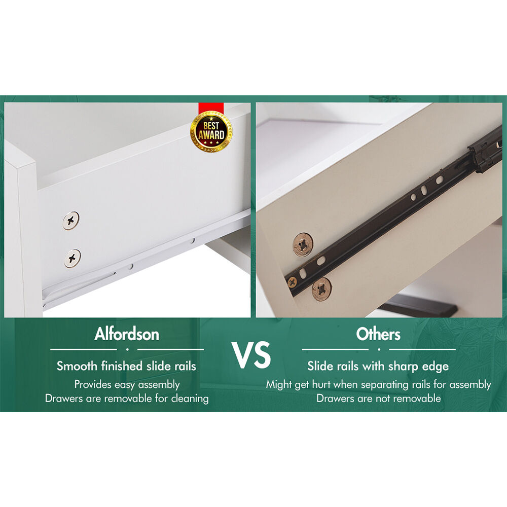 ALFORDSON 2x Bedside Table Nightstand Storage Cabinet Side End Drawers White