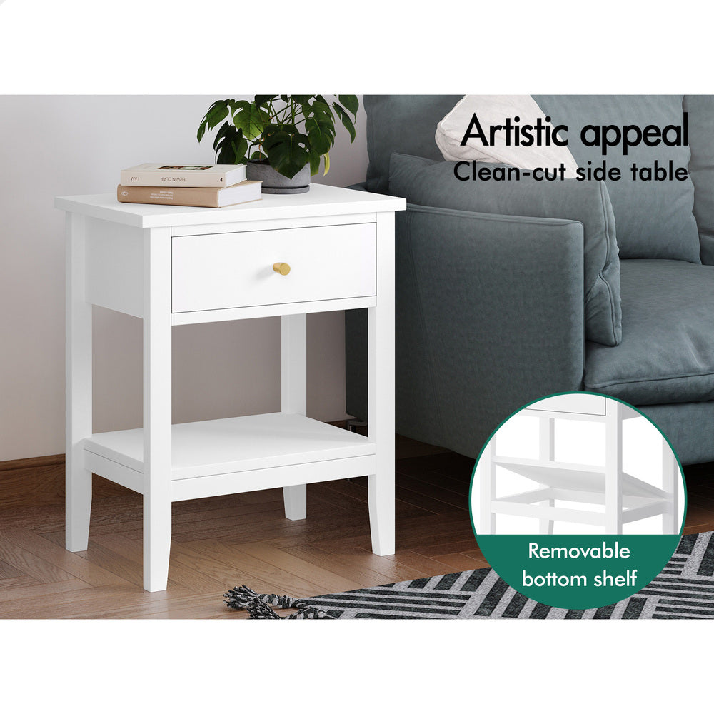ALFORDSON Bedside Table Hamptons Nightstand Storage Side End 1 Drawer White