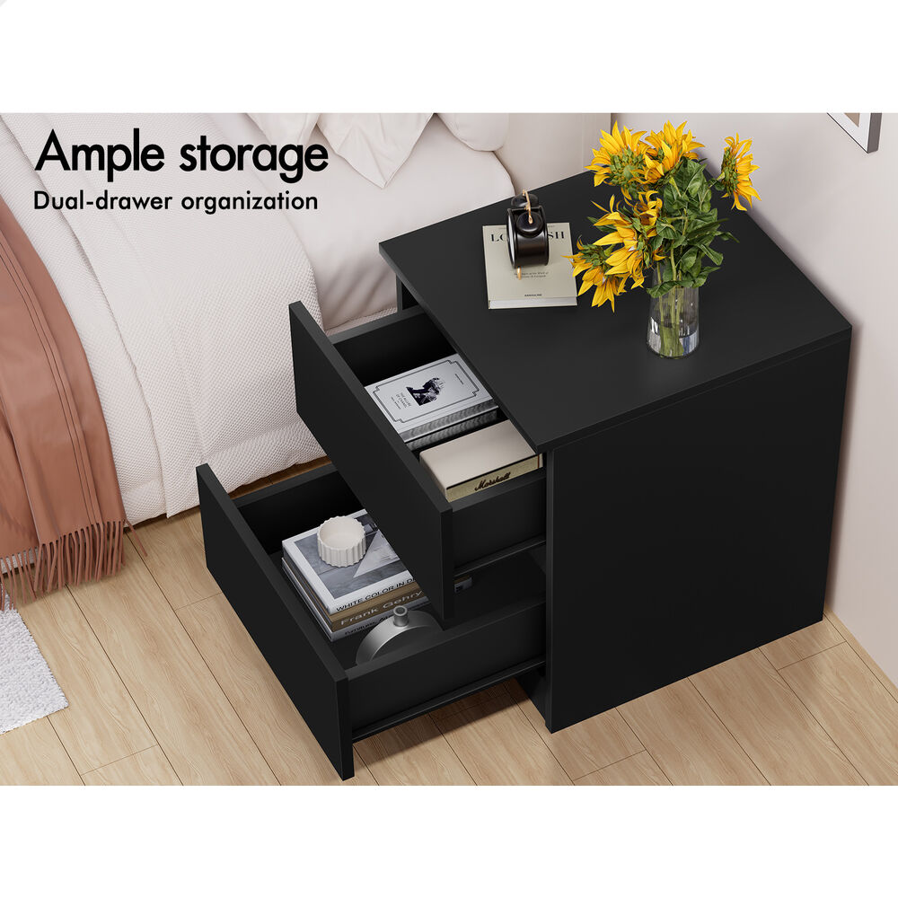 ALFORDSON Bedside Table Nightstand Storage Cabinet Side End Table Black