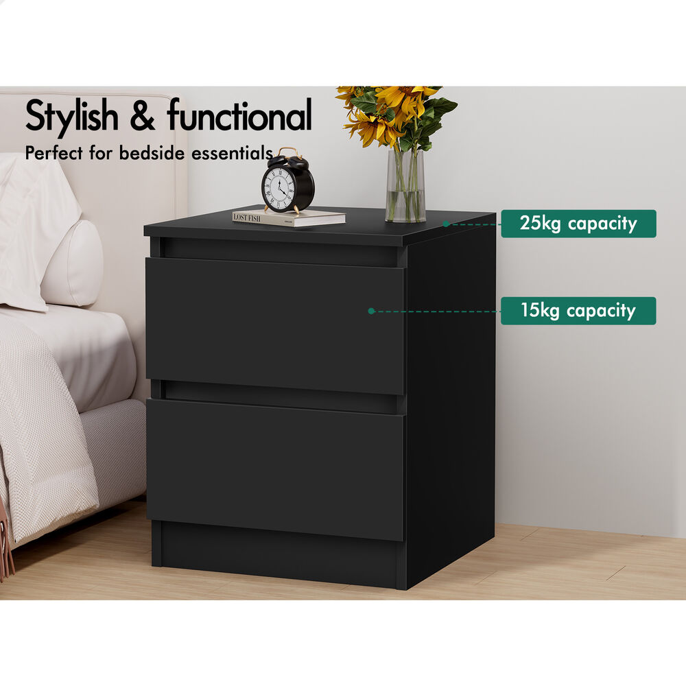 ALFORDSON Bedside Table Nightstand Storage Cabinet Side End Table Black