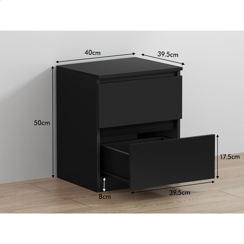 ALFORDSON Bedside Table Nightstand Storage Cabinet Side End Table Black