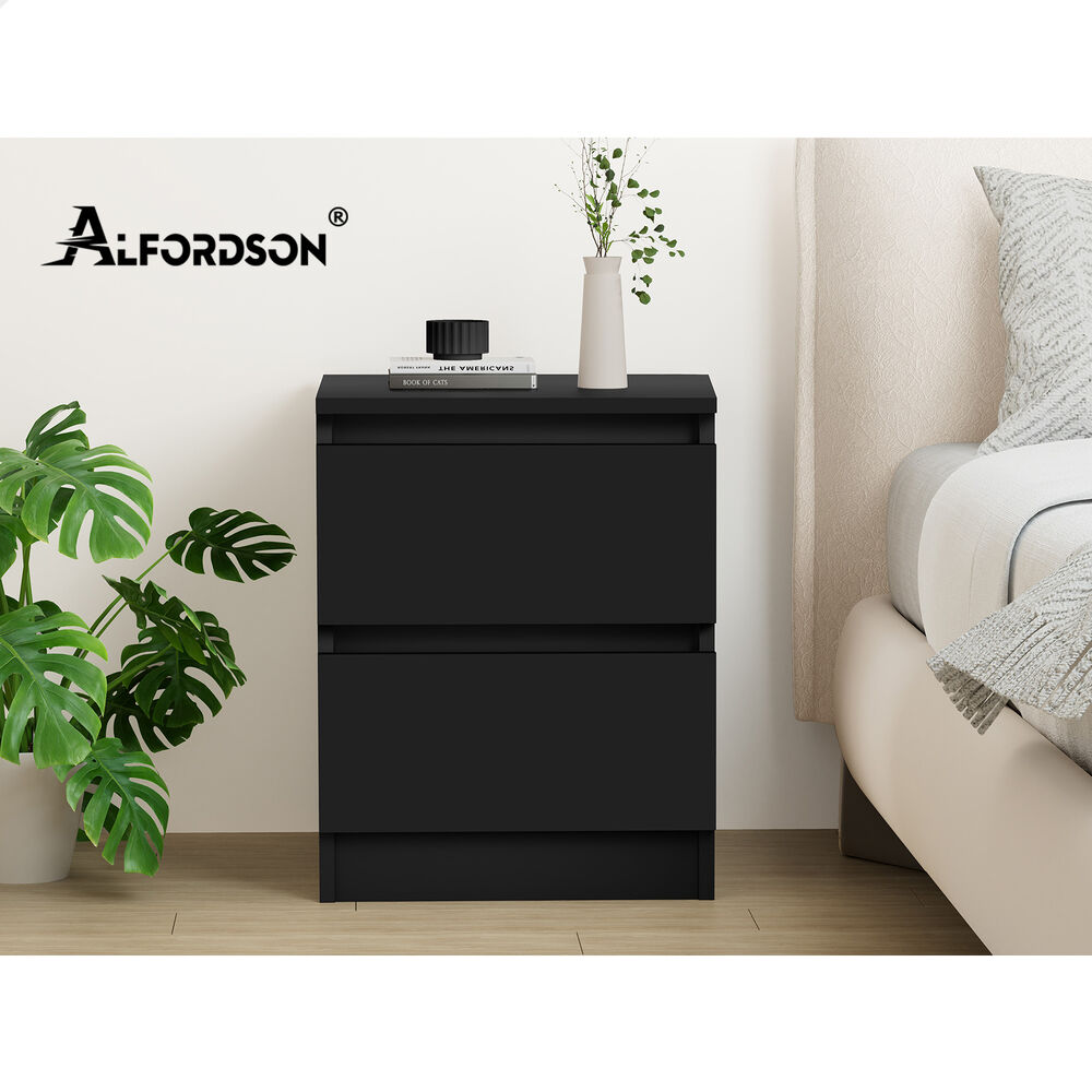 ALFORDSON Bedside Table Nightstand Storage Cabinet Side End Table Black
