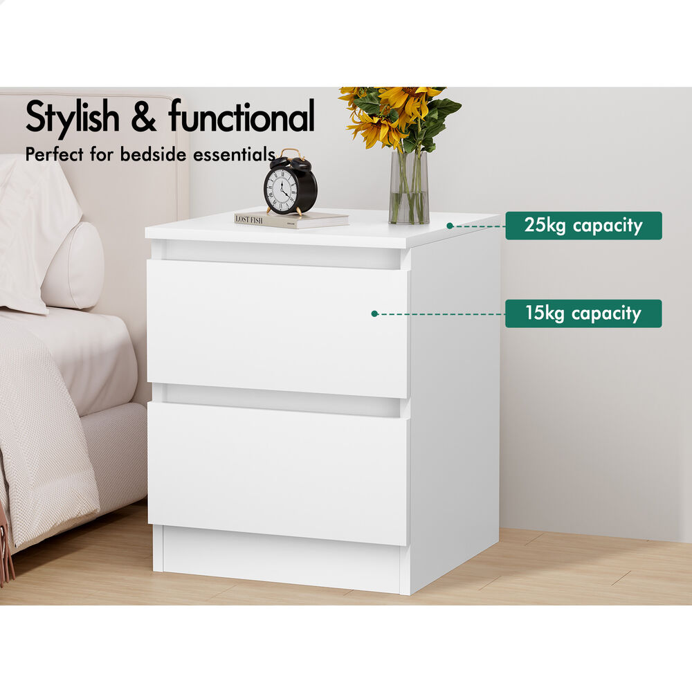 ALFORDSON Bedside Table Nightstand Storage Cabinet Side End Table White