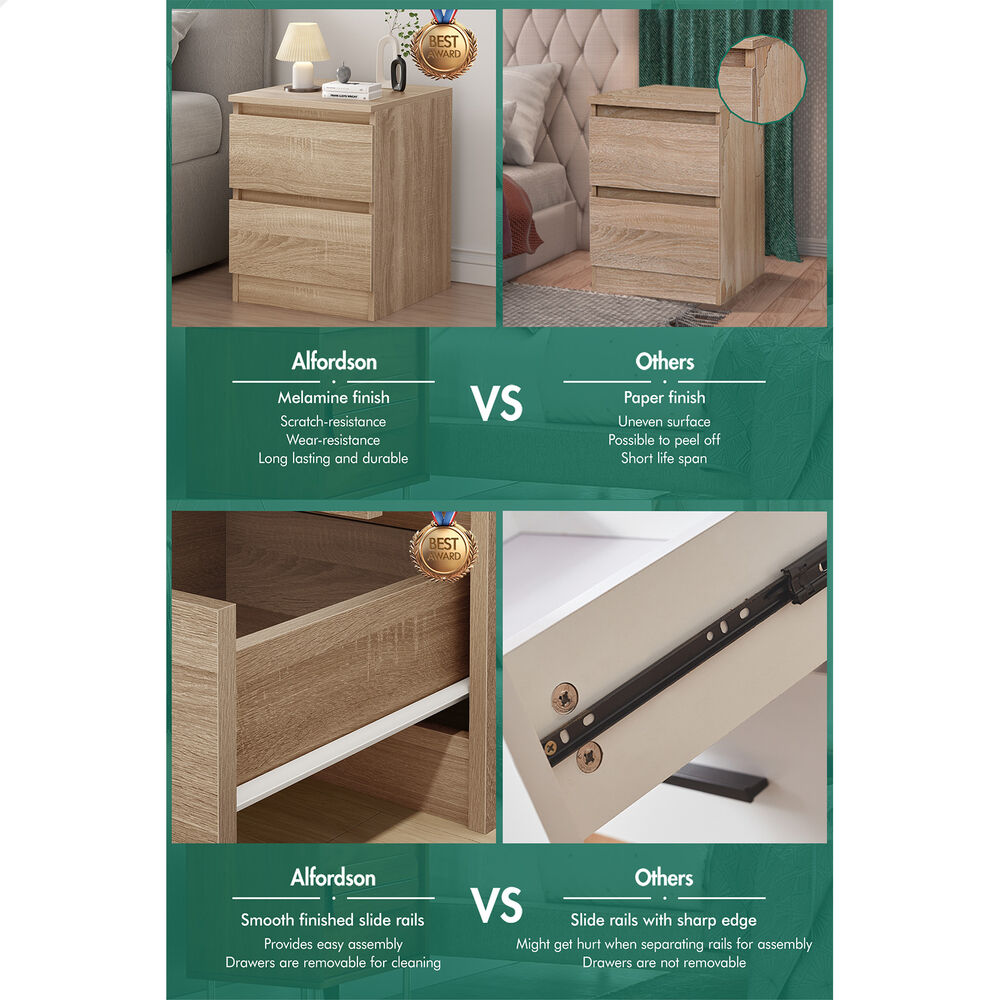 ALFORDSON Bedside Table Nightstand Storage Cabinet Side End Table Wood