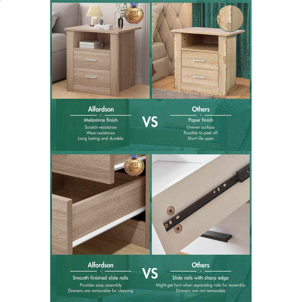 ALFORDSON Bedside Table Nightstand Storage Cabinet Side Table Classic Oak