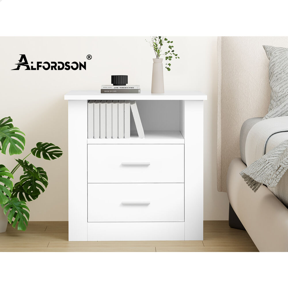 ALFORDSON Bedside Table Nightstand Storage Cabinet Side Table Classic White