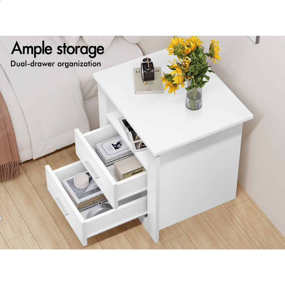 ALFORDSON Bedside Table Nightstand Storage Cabinet Side Table Classic White