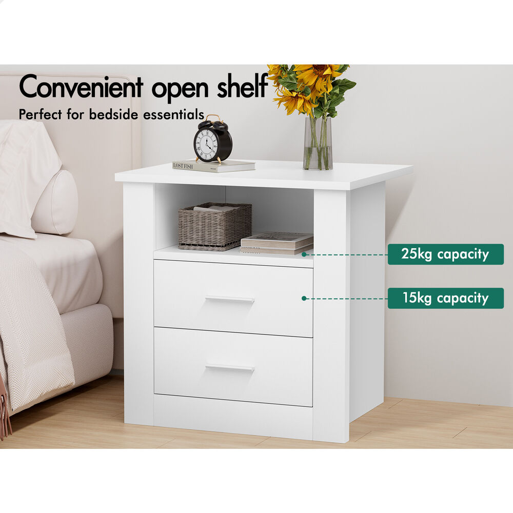 ALFORDSON Bedside Table Nightstand Storage Cabinet Side Table Classic White