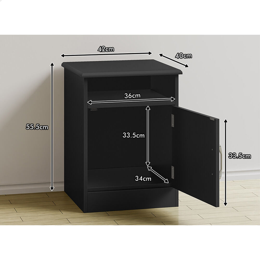 ALFORDSON 2x Bedside Table Storage Cabinet Side End  Nightstand Black