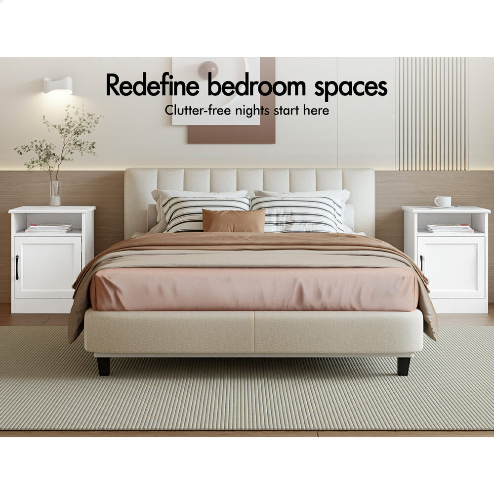 ALFORDSON 2x Bedside Table Storage Cabinet Side End Nightstand White