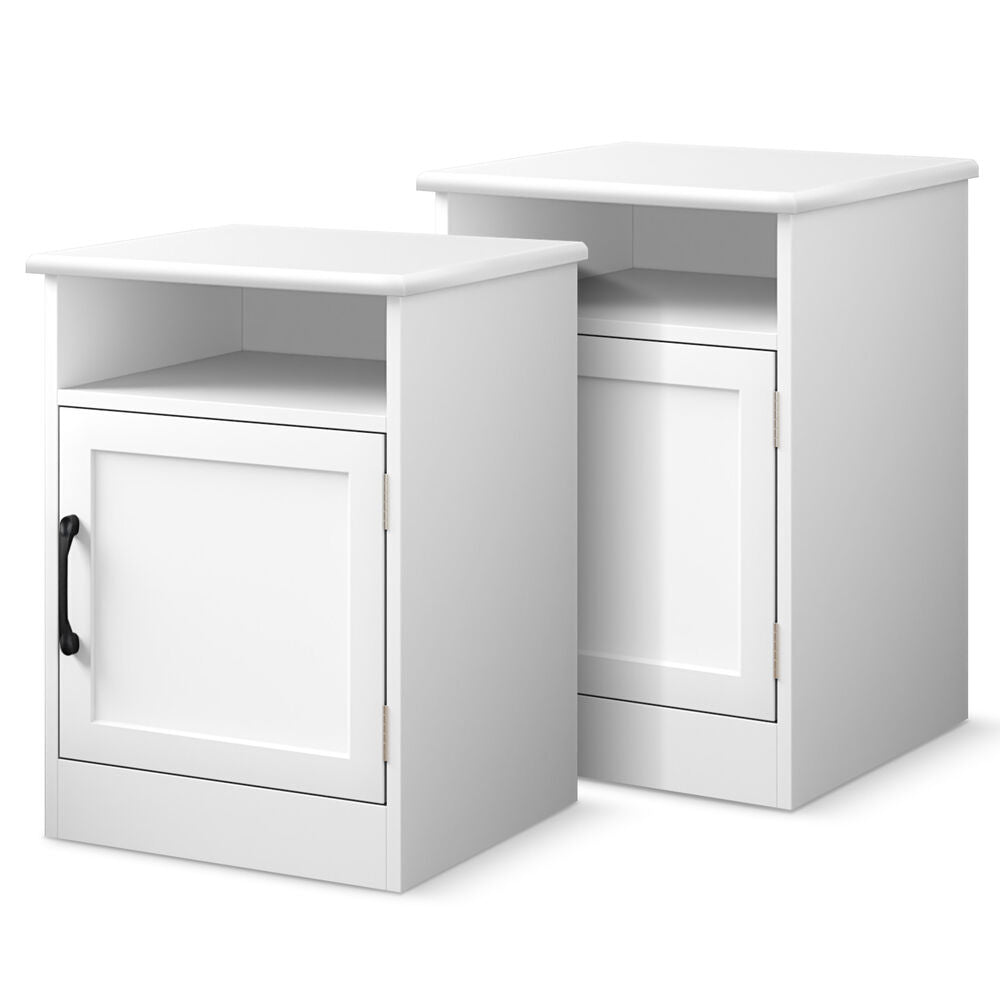 ALFORDSON 2x Bedside Table Storage Cabinet Side End Nightstand White
