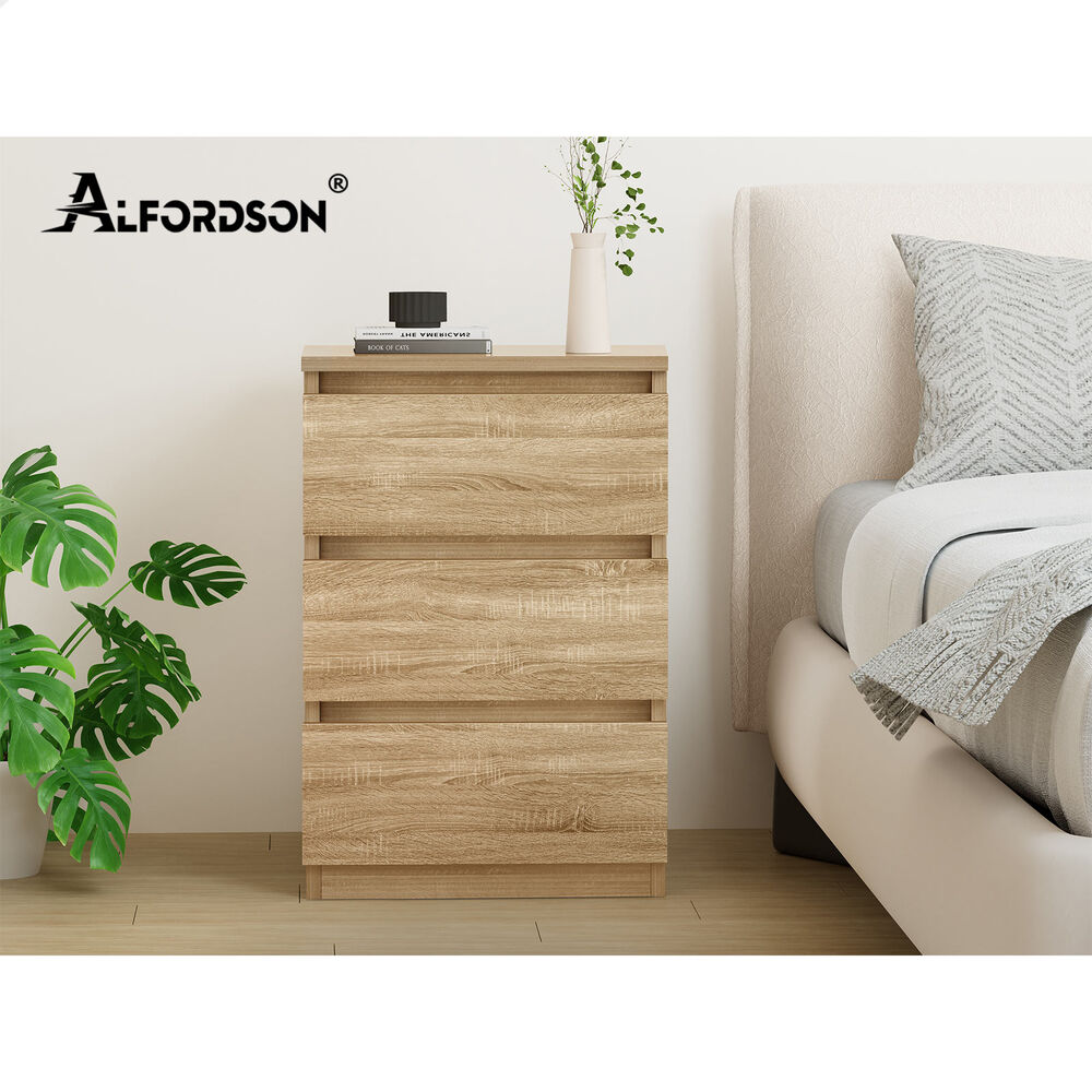 ALFORDSON 2x Bedside Table Nightstand 3 Drawers Side End Table Wood