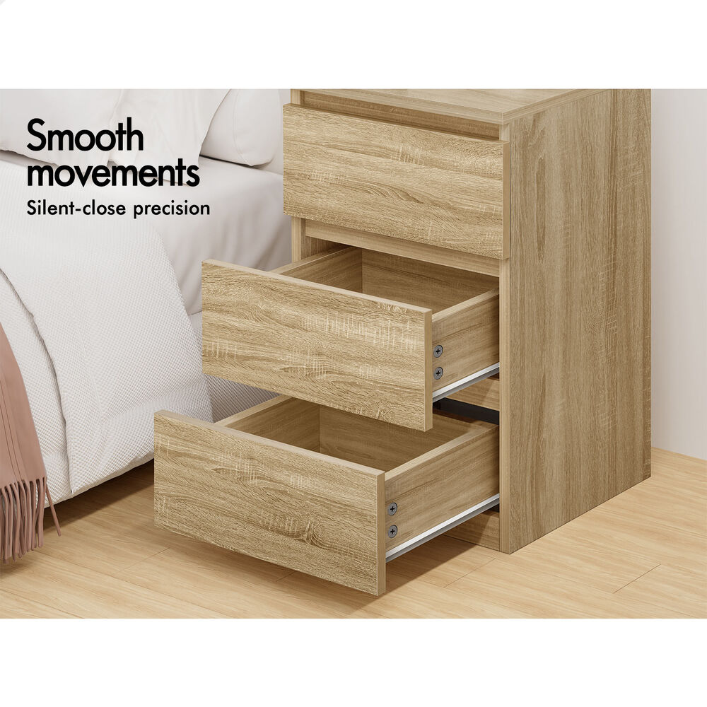 ALFORDSON 2x Bedside Table Nightstand 3 Drawers Side End Table Wood