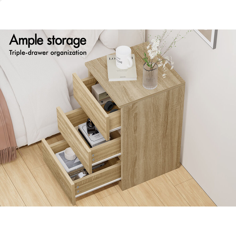 ALFORDSON Bedside Table Nightstand 3 Drawers Side End Table Wood