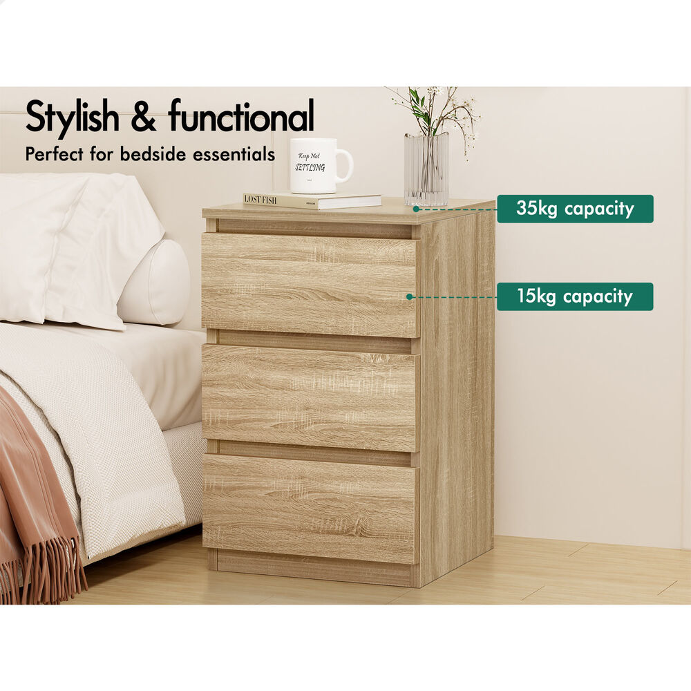 ALFORDSON Bedside Table Nightstand 3 Drawers Side End Table Wood