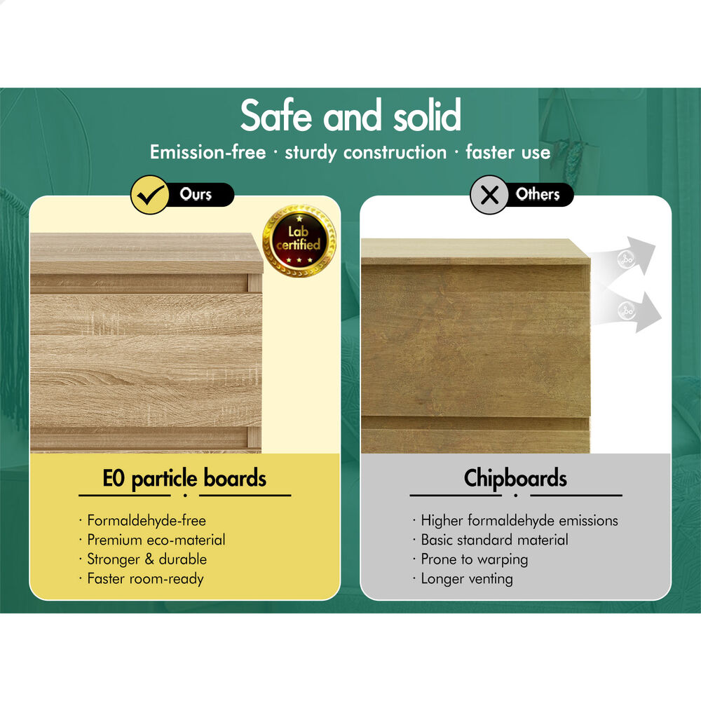 ALFORDSON Bedside Table Nightstand 3 Drawers Side End Table Wood