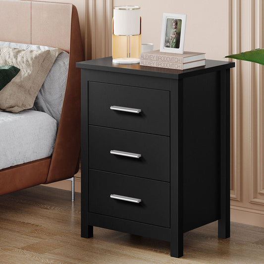 ALFORDSON Bedside Table Hamo Nightstand Storage Side End 3 Drawers Black
