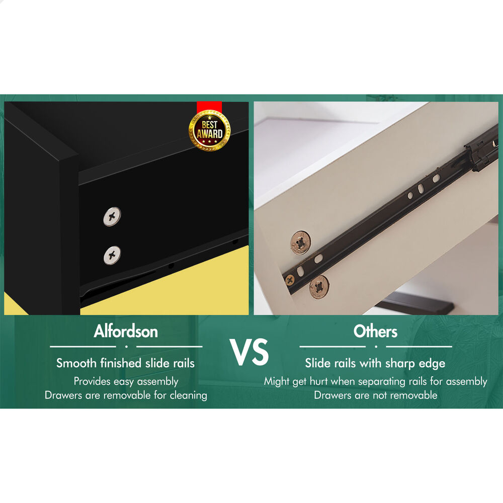 ALFORDSON Bedside Table Hamo Nightstand Storage Side End 3 Drawers Black