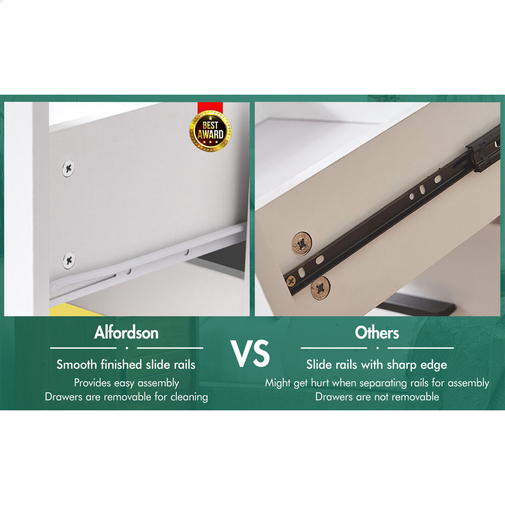 ALFORDSON 2x Bedside Table Hamo Nightstand Storage Side End 3 Drawers White