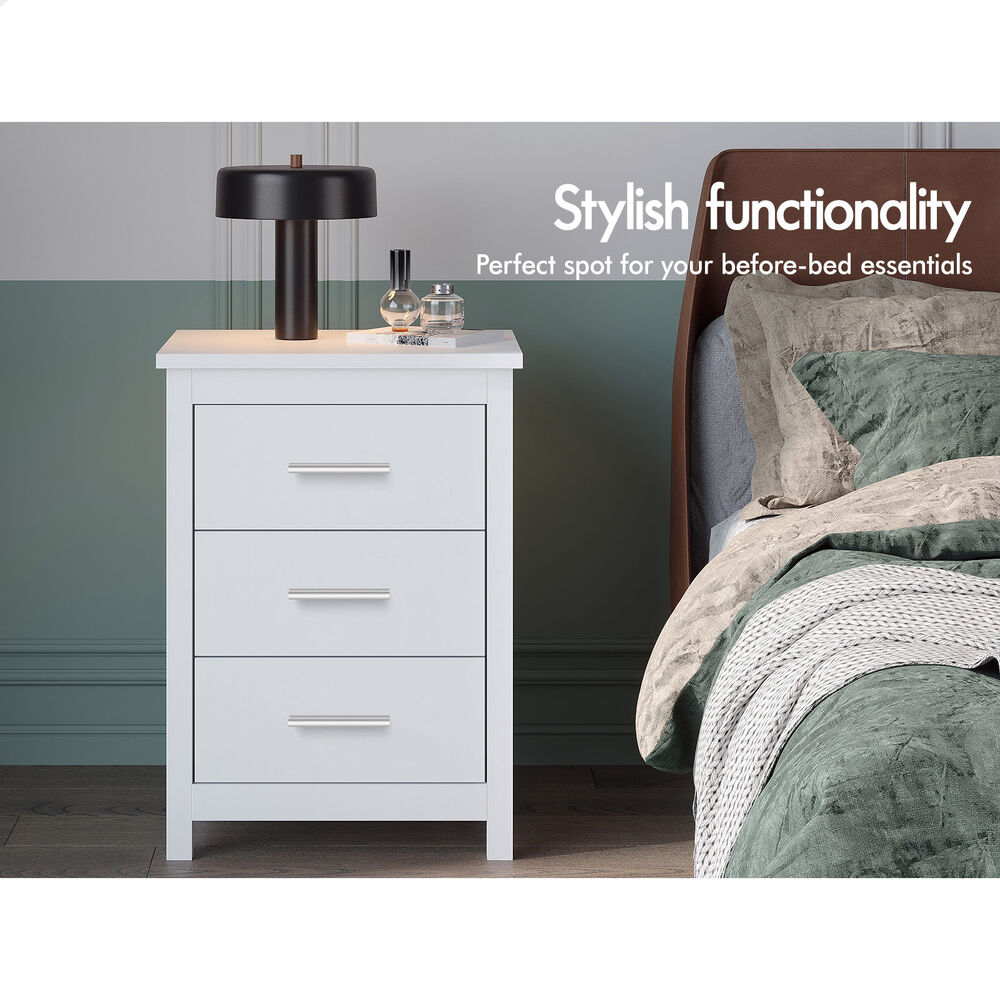 ALFORDSON Bedside Table Hamo Nightstand Storage Side End 3 Drawers White