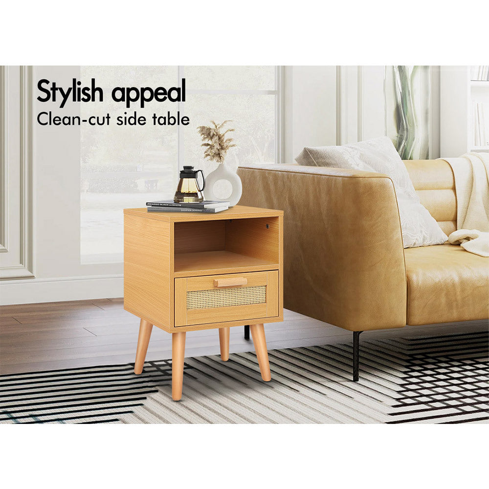 ALFORDSON Bedside Table Nightstand Side Storage Cabinet Scandinavian Rattan