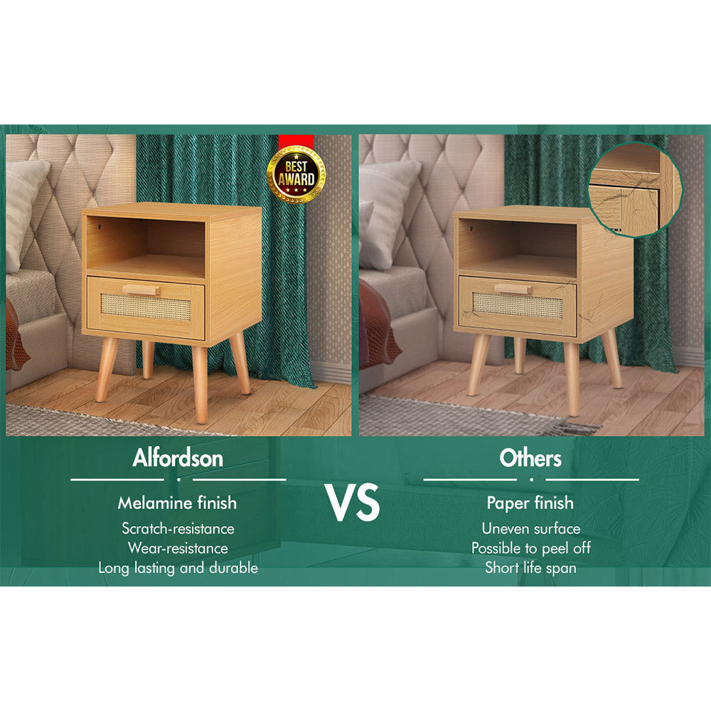 ALFORDSON Bedside Table Nightstand Side Storage Cabinet Scandinavian Rattan