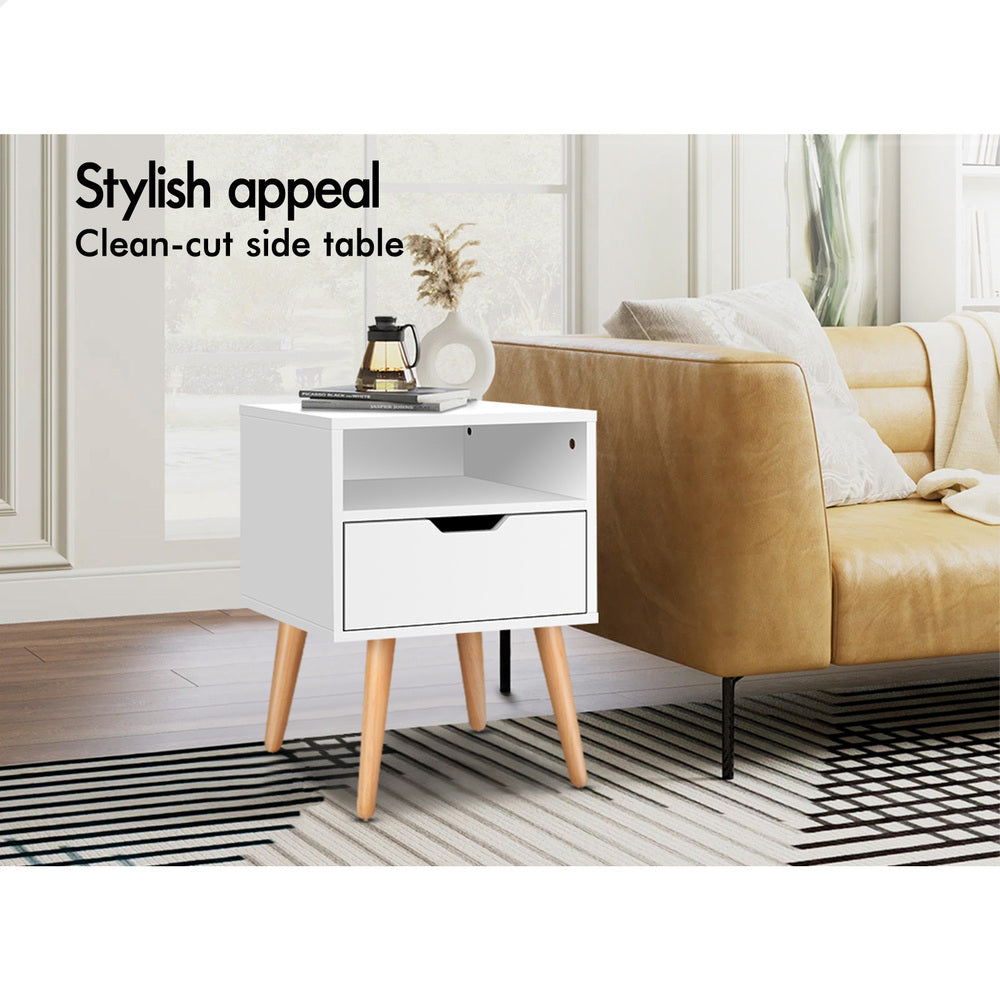 ALFORDSON Bedside Table Nightstand Storage Cabinet Scandinavian White