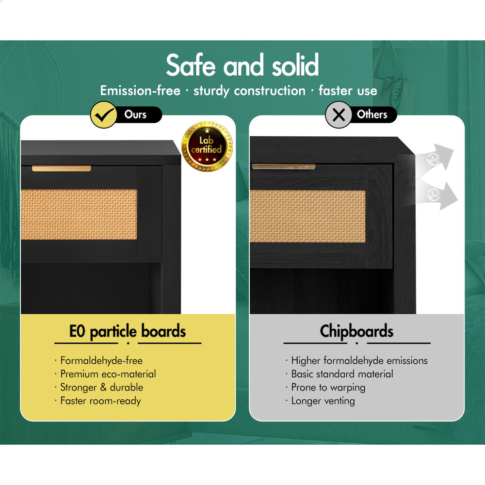 ALFORDSON Bedside Table Nightstand Side End 1 Drawer Storage Shelf Black