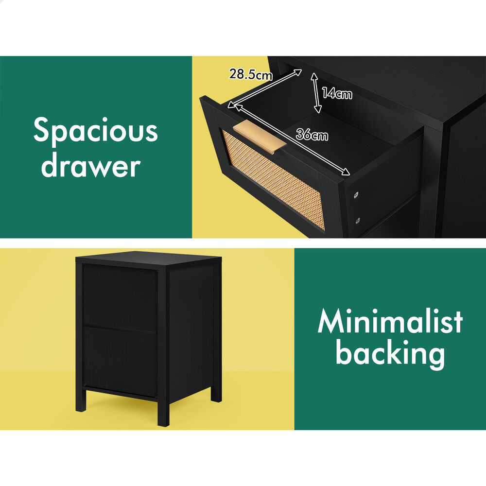 ALFORDSON Bedside Table Nightstand Side End 1 Drawer Storage Shelf Black