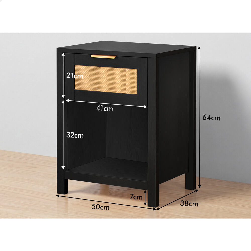 ALFORDSON Bedside Table Nightstand Side End 1 Drawer Storage Shelf Black