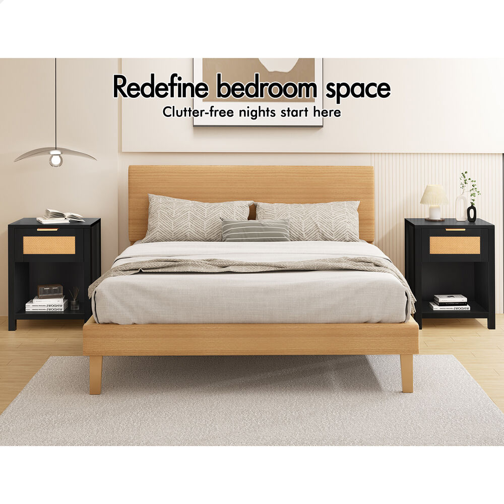 ALFORDSON Bedside Table Nightstand Side End 1 Drawer Storage Shelf Black